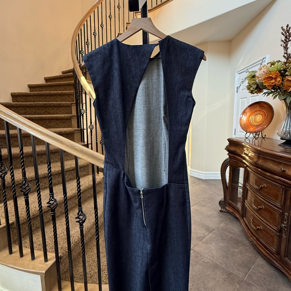 LOCKER ROOM Denim Cut-Out Midi Dress Open Back NWOT | Bold Sexy Chic |
